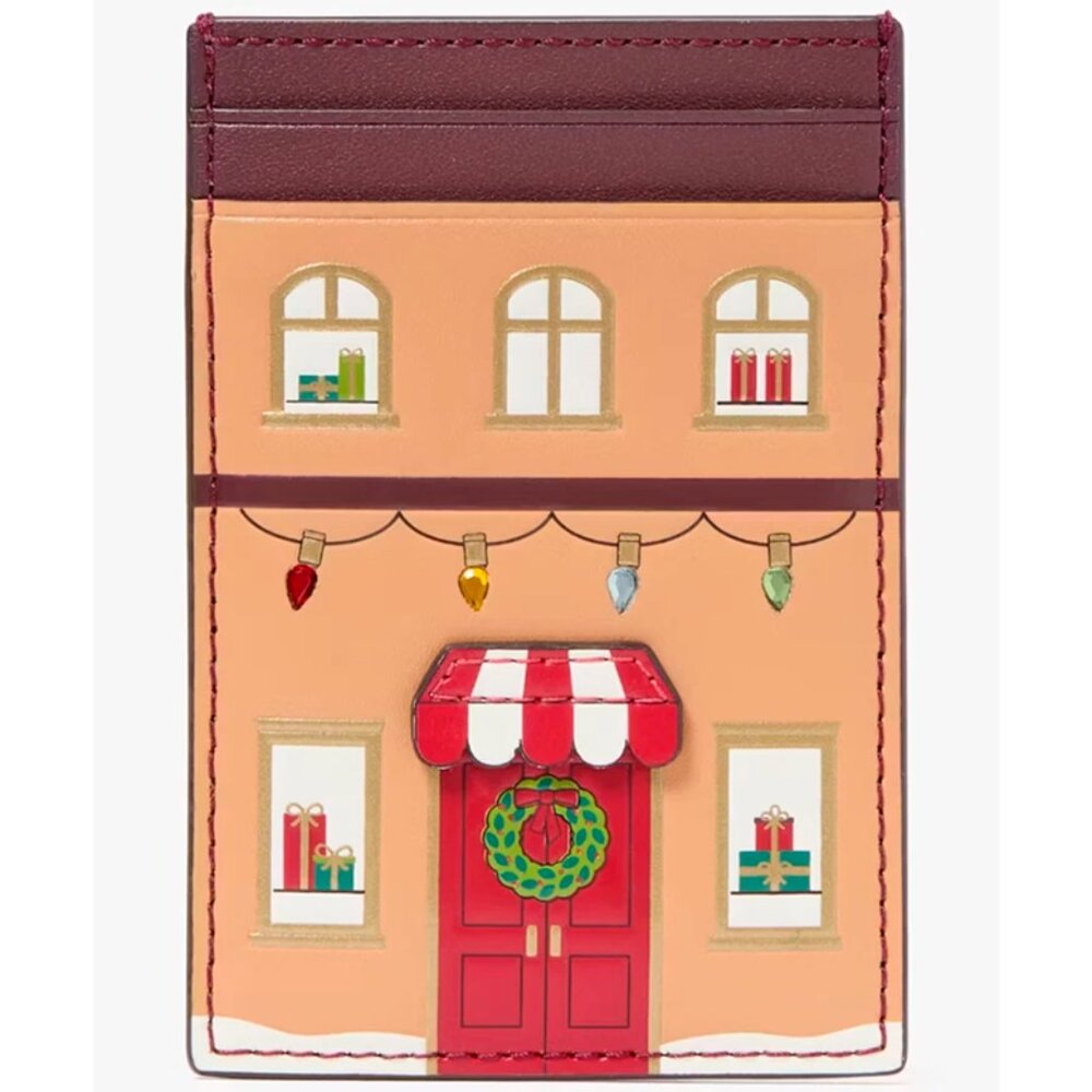 G Kate Spade Gingerbread House Small Slim Leather CardHolder KJ072 Wallet NWT